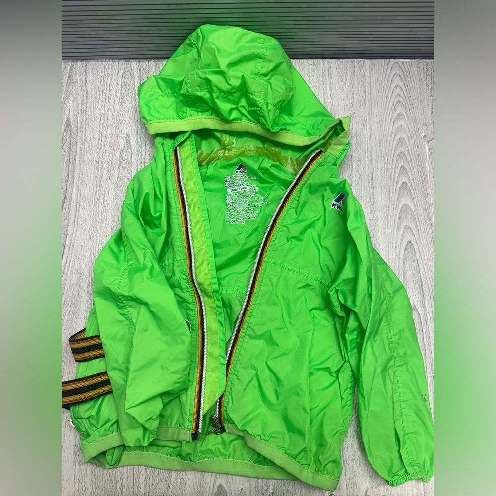 K-WAY Jacket - Kids Size 24 Month- Lime Green- In very good condition.